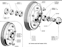 Brakes - Rear brake drum + bearings